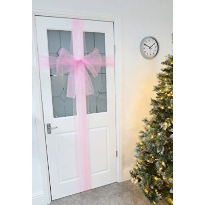Image of Christmas Concepts® Baby Pink Fabric Girl Door Bow Decoration Make Your Own
