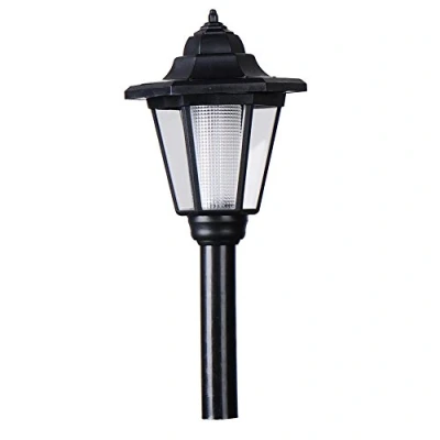 Image of Garden Lamp Post Outdoor Solar Light Powered Black Lantern Lawn Patio Pathway Walkway (White)