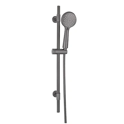 Image of WENKO Young Shower Set 66 cm Stainless Steel Head with 3 Functions Hose 150 Suitable for Instantaneous Water Heaters Universal Connection ½ Inch Gunmetal Grey