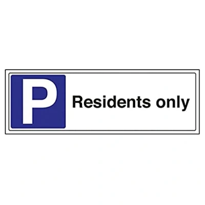 Image of VSafety Residents Only Parking Sign Landscape 450mm x 150mm Self Adhesive Vinyl