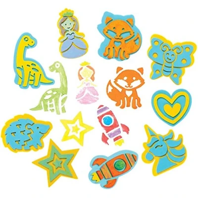 Image of Baker Ross FE501 Foam Stampers Craft Set Pack of 20, Stamps, Stamp Sets for Children, Ideal Kids Arts and Crafts Projects