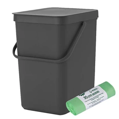Image of All Green Sort &amp; Go Kitchen Waste/Recycling Large Bin 25L Grey 10 x 30L Bags (1 Roll)