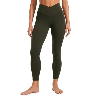 Image of CRZ Yoga Womens Butterluxe Cross Waist 25&#039;&#039; Workout Leggings V High Waisted Pants Soft Gym Leggins Olive Green 6