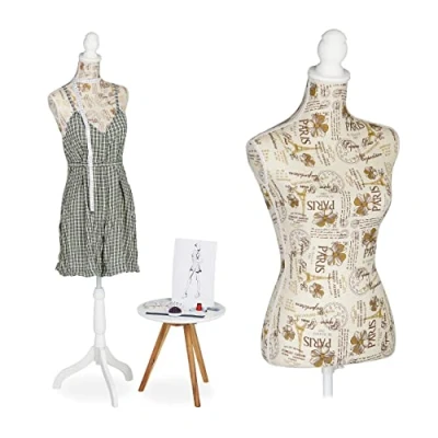 Image of Relaxdays Tailor&#039;s Dummy, Cream, 167 x 41 34 cm