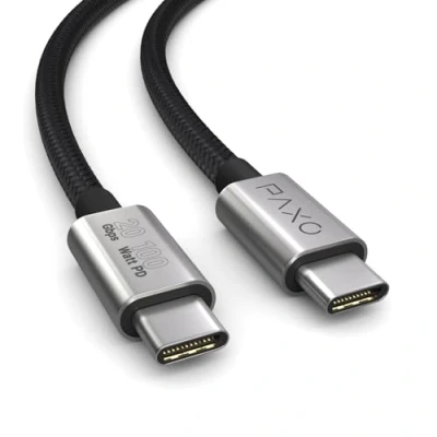 Image of 2m USB C cable to C, 20 Gbps data transfer, 100W 20V/5A PD 3.0 fast charging cable, 3.2 Gen2 x 2, DP Alt Mode 4k @ 60 Hz video, monitor, black