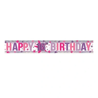 Image of Amscan 9900023 Purple 16th Birthday Starry Foil Banner 1 PC