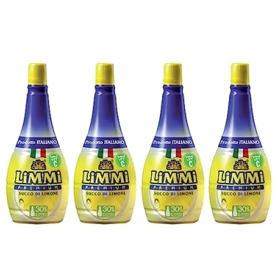 Image of Limmi Lemon Juice 200ml (Pack of 4) 🍋 Made in Italy from Sicilian Lemons Natural Free Added Sugar Not Concentrate For Salads, Cooking and Baking