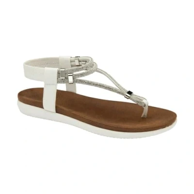 Image of Lotus Womens Chica White Pink Diamante Toe Post Thong Strap Sandals (White, UK Footwear Size System, Adult, Women, Numeric, Medium, 4)