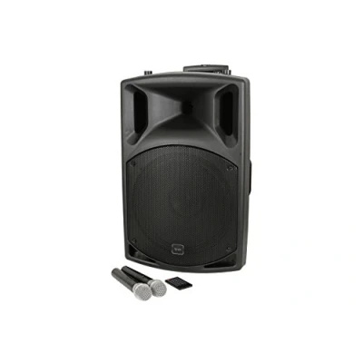 Image of qtx QX15PA Plus Complete Portable PA System 2 x UHF Wireless Microphones &amp; Media player USB/SD/FM/Bluetooth Connectivity