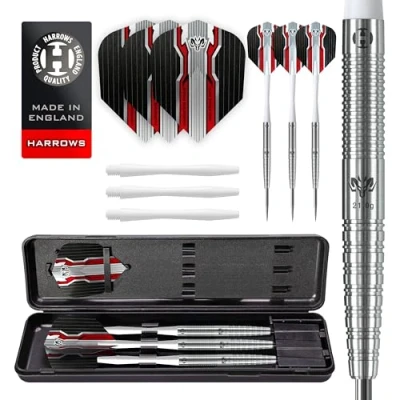 Image of Harrows Wolfram 97% Tungsten Steel Tip Darts Set 21g, 22g, 23g, 24, 25g &amp; 26g Includes Speedline Shafts, Marathon Flights Travel Case (23g)