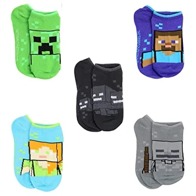Image of Minecraft Boys 6 pack No Show Socks, Green, S