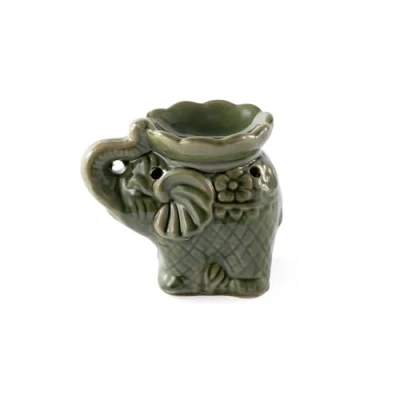 Image of Myga Ceramic Oil Burner Buddha or Elephant Wax Warmer for Essential Fragrance Oils and Melts Tealight Candle Holder Aromatherapy, Relaxation &amp; Meditation Gift Women Men (Elephant)