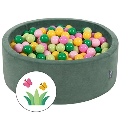Image of KiddyMoon 90X30cm/200 Balls ∅ 7Cm / 2.75In Baby Foam Ball Pit Made In EU, Spring: L.Green/Green/Yellow/Light Pink/Pink
