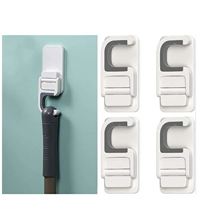 Image of YoungNee Mop Broom Holder Wall Mounted Household Adhesive Storage Hanger Hook Racks Kitchen Bathroom Organizer (3pcs) (MOP HOOKS 5)
