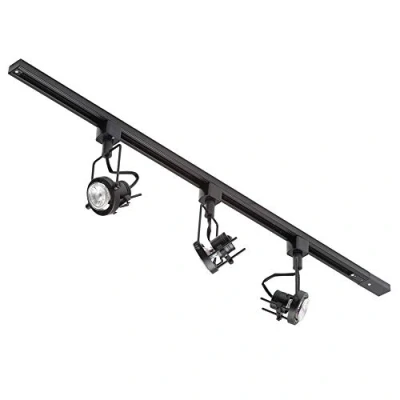 Image of Litecraft Kitchen Track Light with Greenwich Fixture &amp; GU10 LED Bulbs (Black, 1M 3 Light)