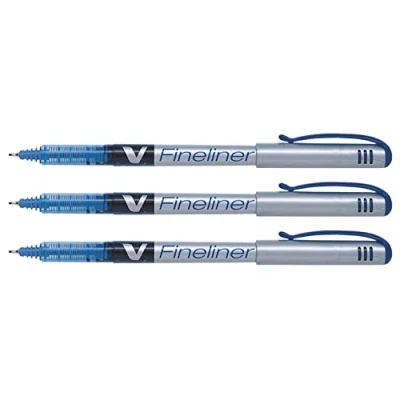 Image of Pilot SW VPP V Fineliner Fine Tip Pens 0.5 mm Pack of 3 Blueaa