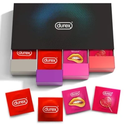 Image of Durex Fun Explosion Condoms in Stylish Box Exciting Variety, Practical &amp; Discreet Packaged Prevention 40 Bulk Pack (1 x 40)