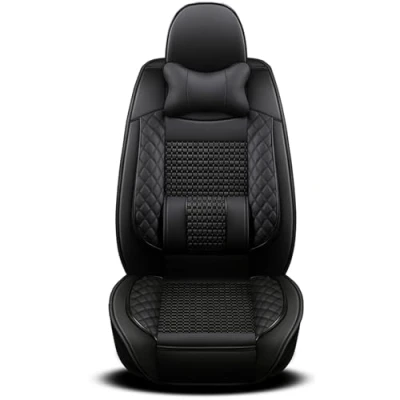 Image of nenyan Universal Car Seat Covers waterproof leather Full Set, To Fit Most Cars, Side Airbag Compatible Black