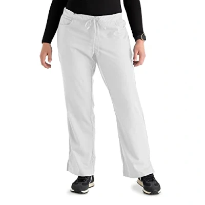 Image of BARCO Grey&#039;s Anatomy Scrubs Riley Scrub Pant for Women, Elastic Back Waist, Mid Rise Flared Leg Women&#039;s Pant, White, XXS