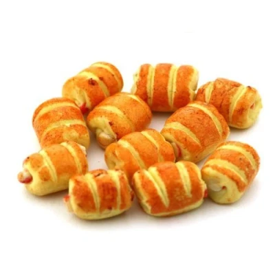 Image of MyTinyWorld 7 x Dolls House Miniature Cheese And Onion Sausage Rolls