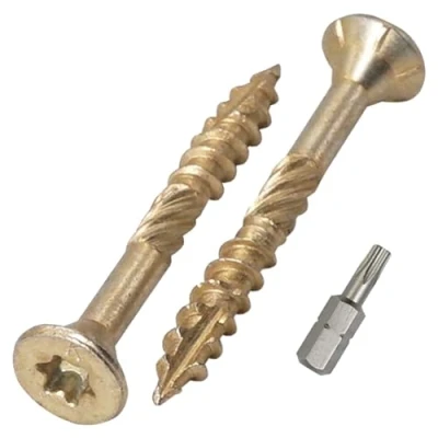 Image of SKIR&#039;CO (Pack of 100 pcs) Universal Zinc Plated Steel 4.0 x 30 mm Yellow Wood Screws, Countersunk Head, Torx Type 17, Chipboard Screws (100, mm)