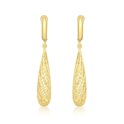 Image of Carissima Gold Women&#039;s 9 ct Yellow Diamond Cut Mesh Long Teardrop Earrings