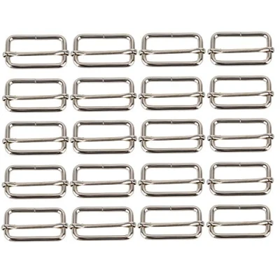 Image of BQLZR, Pack of 20 Metal Sliding Barb Buckles 38mm, Silver, 13.2 x 7.6 4.8 cm, N08437