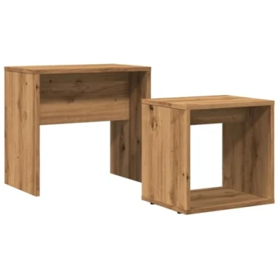 Image of vidaXL Nesting Coffee Tables Set Artisan Oak, Engineered Wood, Small and Large, Durable, Modern Design, Versatile for Living Room, Bedroom, Office