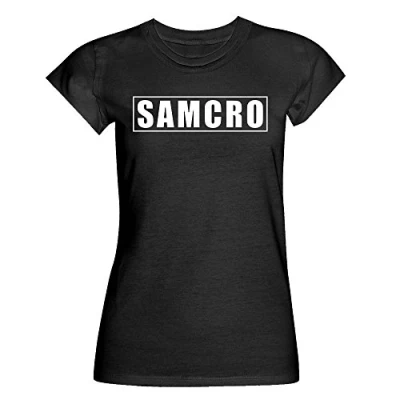 Image of Digital Pharaoh Sons of Anarchist SOA Anarchy Ladies Samcro Logo T Shirt (S 2XL) (2XL) Black