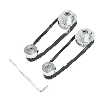Image of SHCEEC 2PCS Set 2GT Aluminum Timing Pulley 20&amp;36 Teeth 8mm Bore Synchronous Wheel with Length 200mm Width 6mm Belt (20 36T 8B 6)