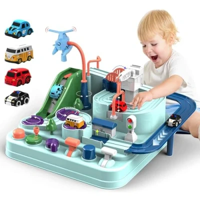 Image of TODARRUN Car Adventure Toy, City Rescue Preschool Educational Toy Vehicle Parent Child Interactive Racing Kids Toddler Toys for 3 4 5 6 7 8 Year Old Track Gifts