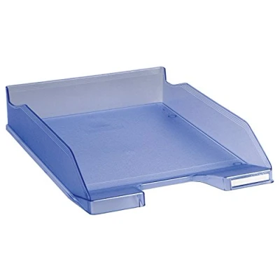 Image of Exacompta Ref 11310D Linicolor Letter Tray Combo Midi 347 x 255 65mm in Size, Holds Up To 500 Sheets, Suitable for A4 Documents Ice Blue Translucent