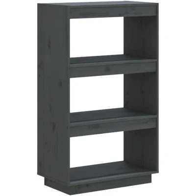 Image of vidaXL Book Cabinet/Room Divider Grey 60x35x103 cm Solid Wood Pine