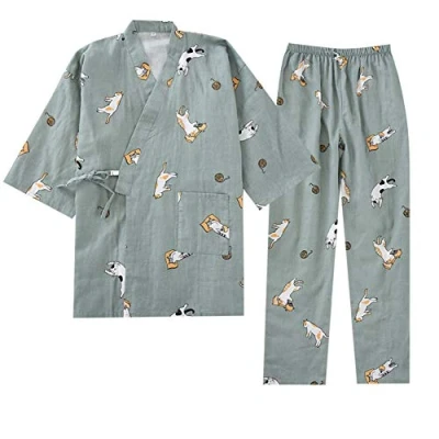 Image of OWLONLINE Pure Cotton Womens Japanese kimono Pajamas Suit Size L A34