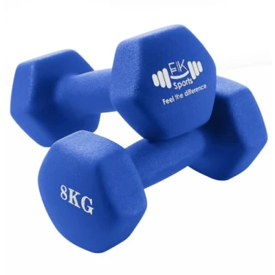 Image of FK Sports Dumbbells Set, Weights Set 1Kg/2kg/3kg/4kg/5kg/6kg/8Kg/10Kg In Pair Neoprene for Women &amp; Men Anti Slip Hand Gym Home (Blue, 8KG)