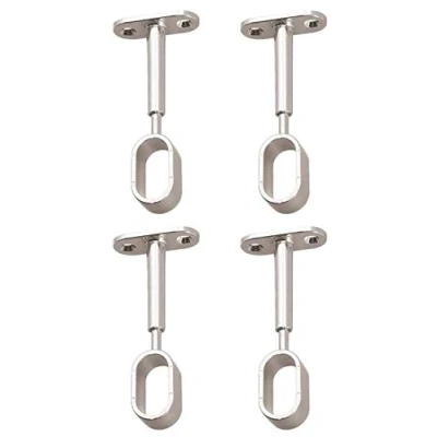 Image of Oval Wardrobe Rail Centre Supports Brackets 15mm Adjustable Polished Chrome x4