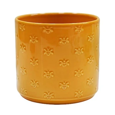 Image of Ivyline Planter, Earthenware, Yellow Bee, D13.5cm x H12.5cm