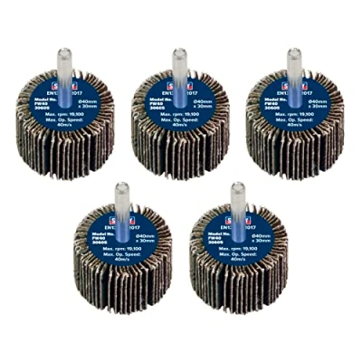 Image of Sealey Abrasive Flap Wheel Ø40 x 30mm 60Grit Ø6mm Shaft Pack of 5