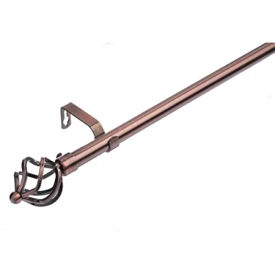 Image of Lister Cartwright 19 mm Extendable Metal Curtain Poles, Antique Copper (Cage Finials, 210 320 cm)