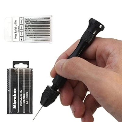 Image of DXIA 31 Pieces Pin Vise Hand Drill Bits, Hobby with Model Twist Bits Set, Precision Micro Mini Bit Set (0.3 3mm), for Manual Work, Electronic Assembling and Making