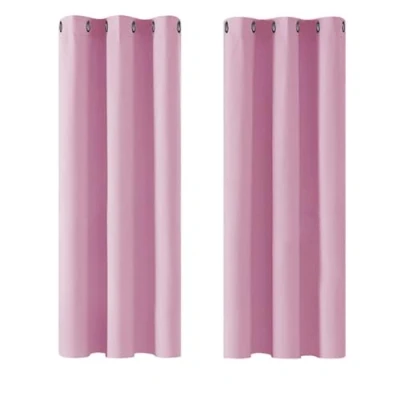 Image of Deconovo Room Darkening Curtains Eyelet Blackout Thermal Insulated for Boys Bedroom Pink 42 x 54 Inch 2 Panels