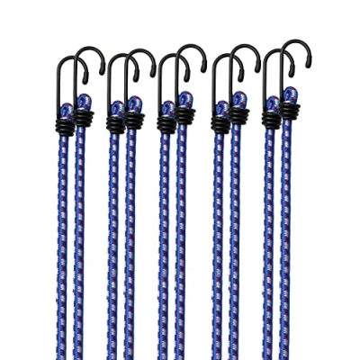 Image of DEUBA® 10x Bungee Cords With Hooks 30.5cm Lashing Straps for Securing Luggage, Camping Tents, Tarps, Garden Furniture, Wheelie Bin Lid Weatherproof &amp; Scratch Resistant