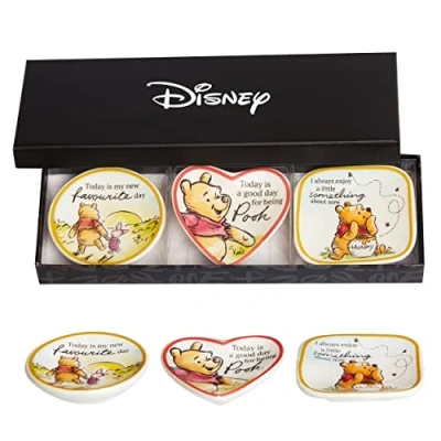 Image of Disney Christopher Robin&#039;s Winnie The Pooh Trinket Tray Gift Set, 3 Piece Jewelry Dish Ring Holder