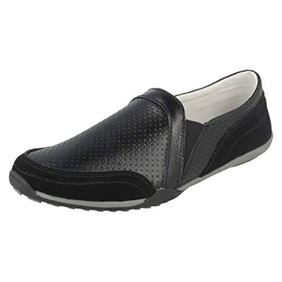 Image of Down To Earth Ladies Leather Casual Shoes F80423 Black UK Size 8 EU 41 US 10