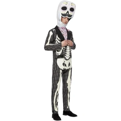 Image of Smiffys Deluxe DOTD Senor Costume, Pink Jacket, Top, Trousers &amp; Headpiece, Mexican Day of The Dead/Sugar Fancy Dress, Dead Lady Dress Up Costumes
