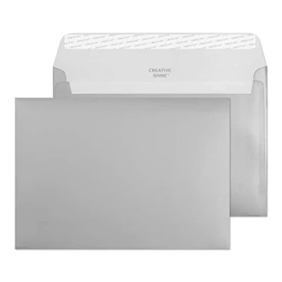 Image of Blake Creative Shine C5 162 x 229 mm 130 gsm Peel and Seal Wallet Envelopes (45312) Metallic Silver Pack of 25