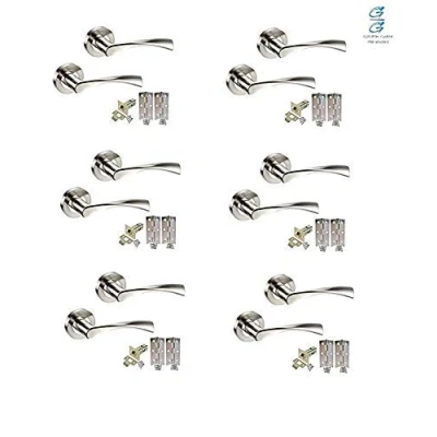Image of Jiyo.Outdoor 6 Sets of Twist Astrid Style Modern Chrome Door Handles on Rose with Duo Finish Lever Latch Pack
