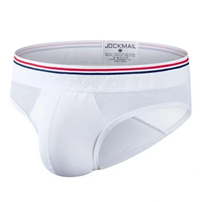 Image of JOCKMAIL Men Briefs Underwear Mesh Soft Cotton Low Rise (L, White2)