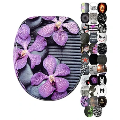 Image of Sanilo Toilet Seat, Wide Choice of Black Seats, Stable Hinges, Easy to Mount (Vanda)