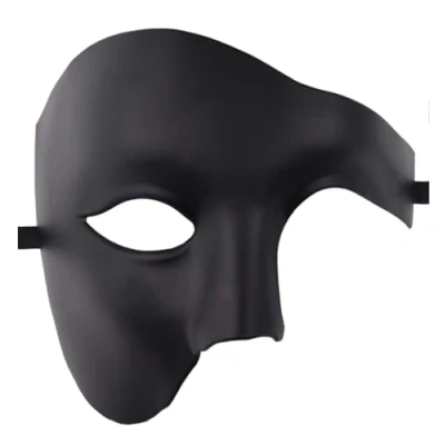 Image of Lilwemen Mens Mask Masquerade Phantom of The Opera Half Face (Black)